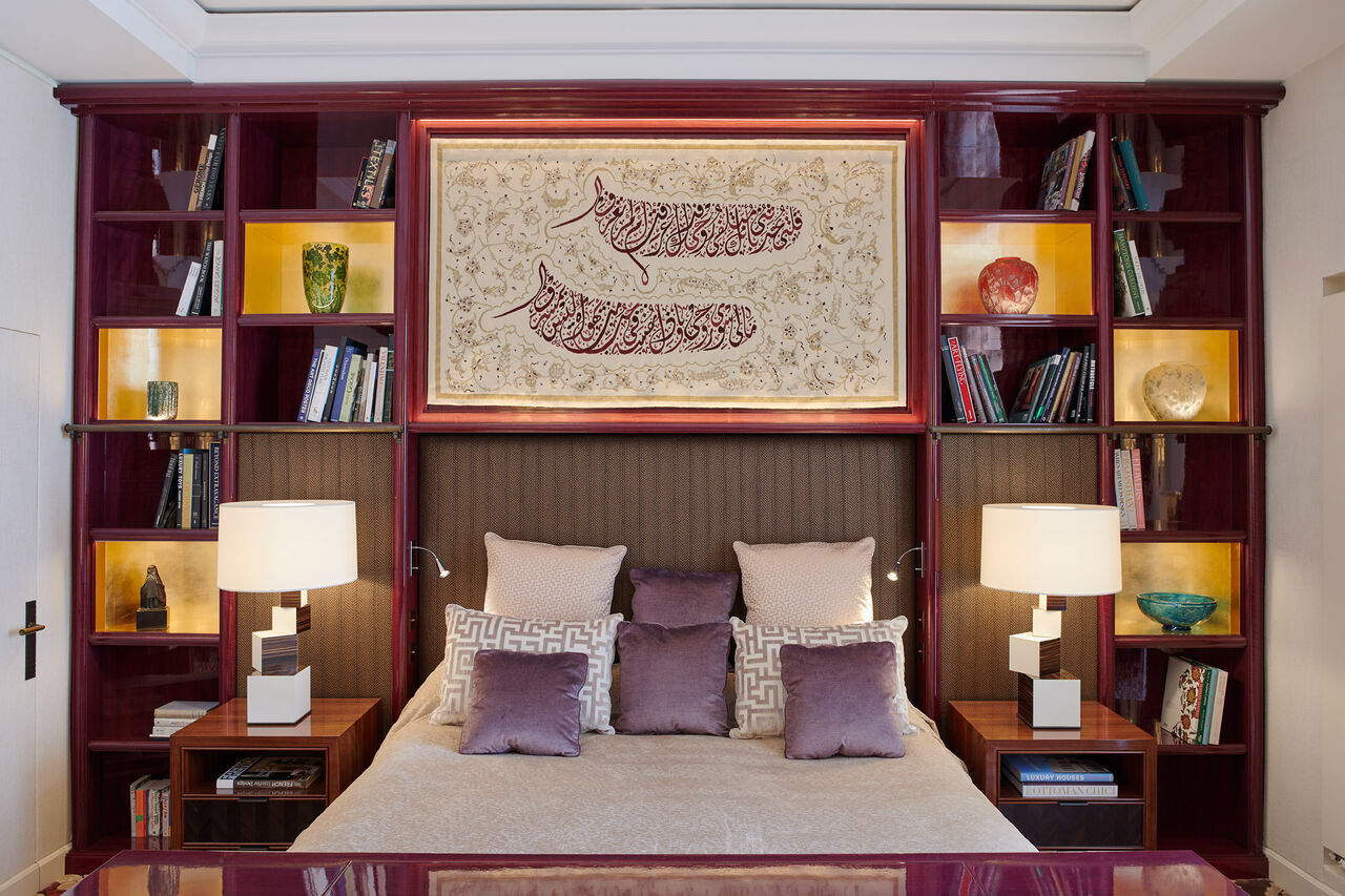 Hand woven in France this tapestry has an 8th century Arabic poem woven into it. Credit: Nicolas Aubagnac